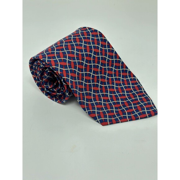 Vintage Polo Ralph Lauren Silk Necktie Geometric Pattern Made in Italy Classic - Picture 1 of 9